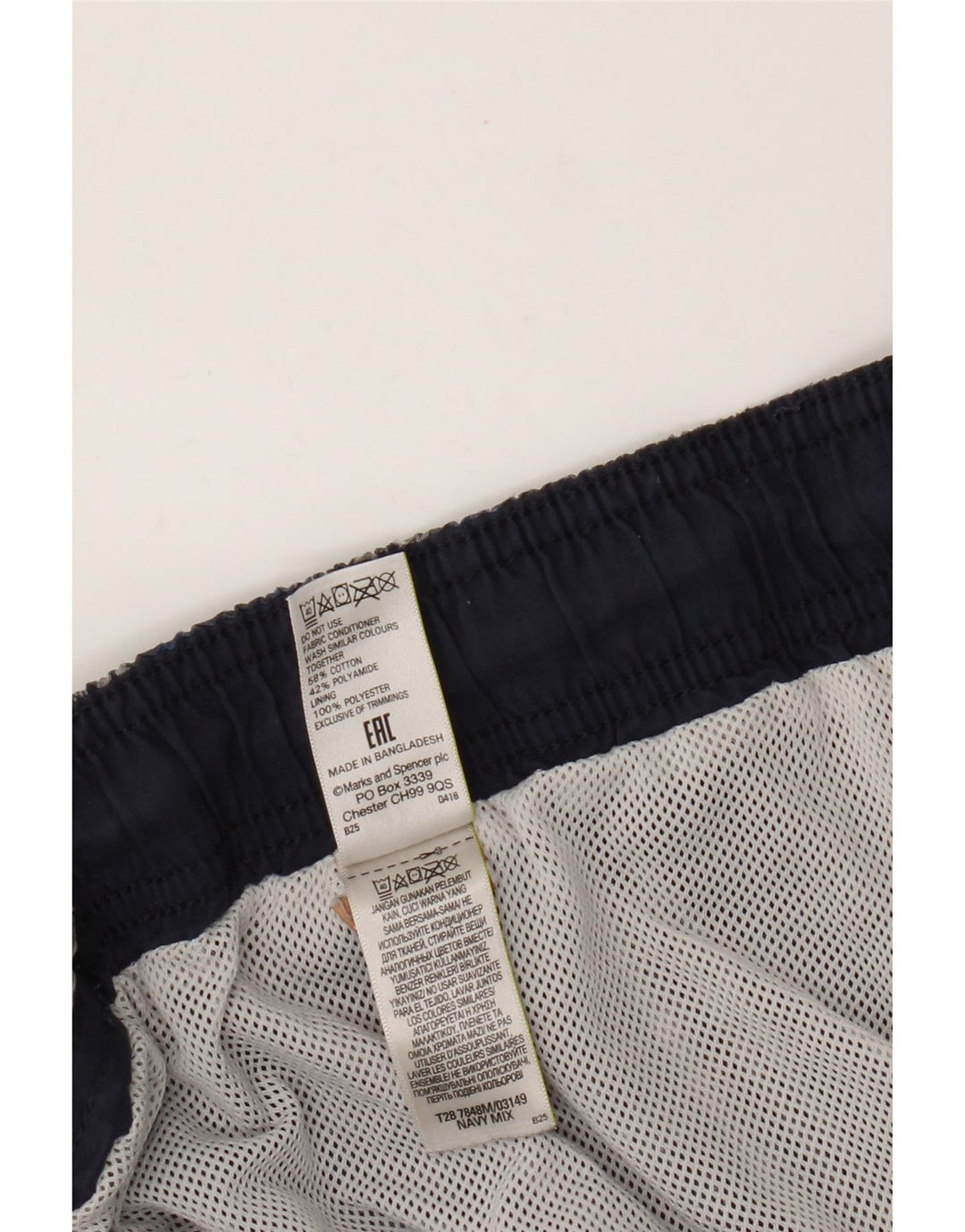 Ανδρικό σορτς κολύμβησης Marks & Spencer 2XL Blue Check Cotton