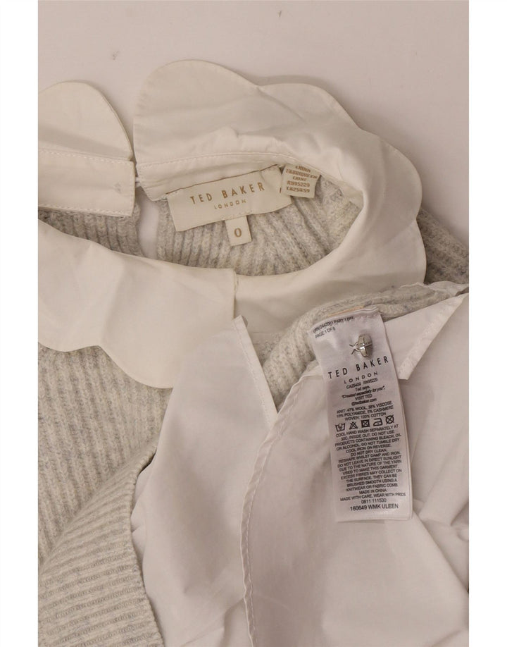Ted Baker Γυναικείο πουλόβερ με λαιμόκοψη μεγάλου μεγέθους US 0 2XS γκρι μαλλί