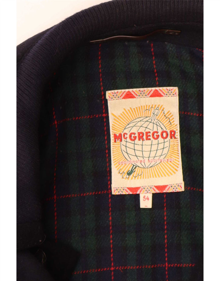 MC Gregor Mens Utility Jacket IT 54 2XL Navy Blue Check Wool Classic