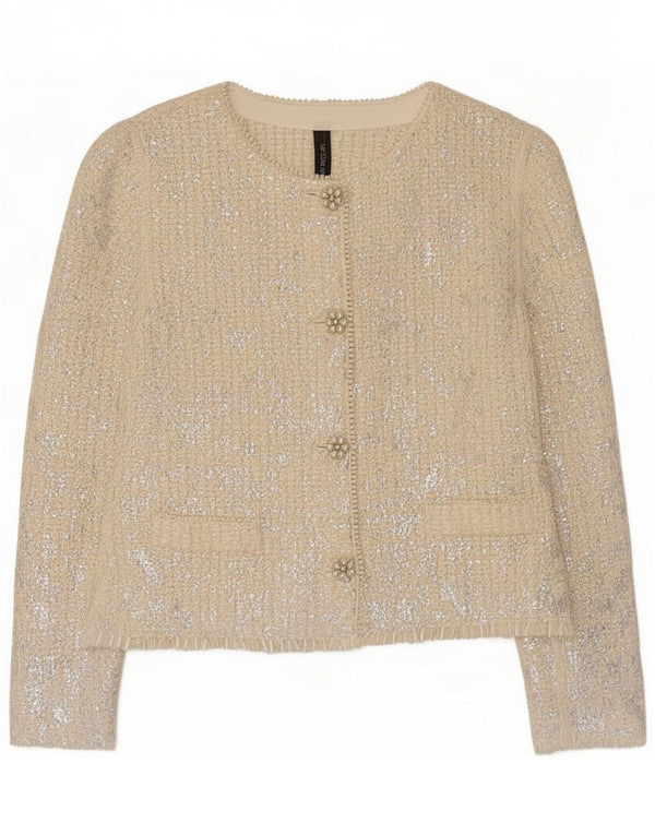 Marc Cain Womens 4 Button Blazer Jacket Size 6 XL White Acrylic