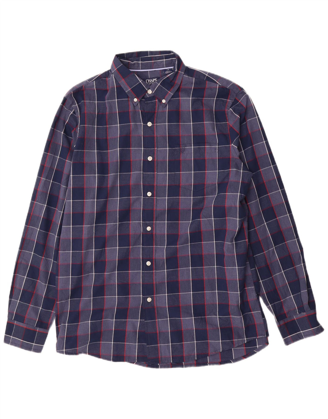 Chaps Ανδρικό πουκάμισο Easy Care Large Navy Blue Check Cotton
