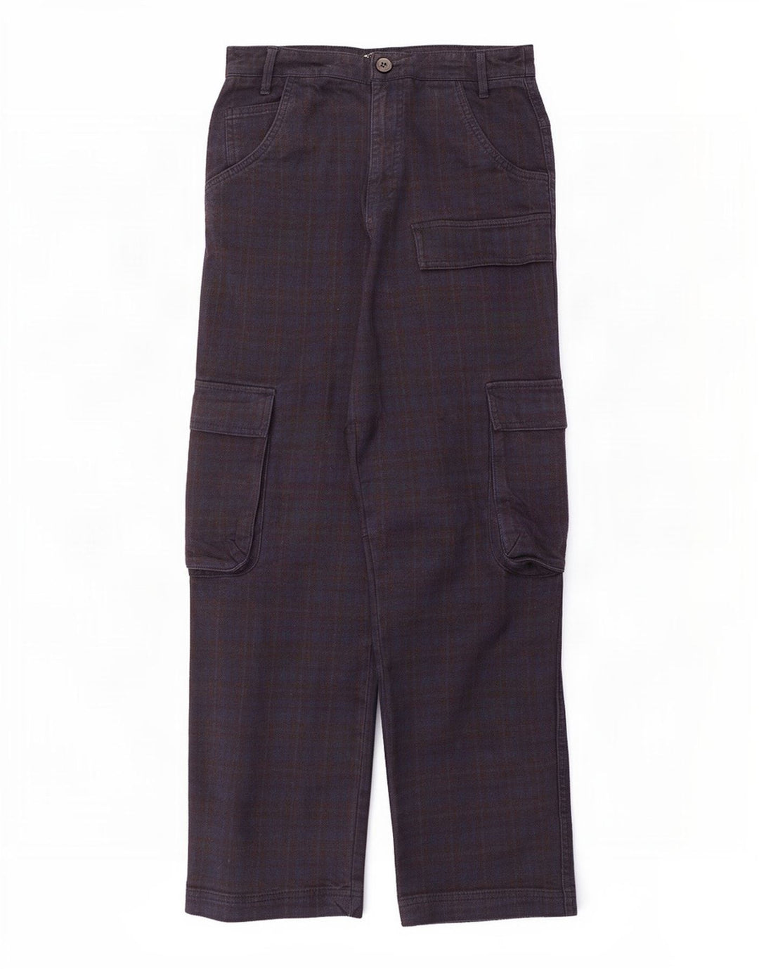 Zara Γυναικείο ίσιο παντελόνι Cargo Medium W28 L28 Navy Blue Check