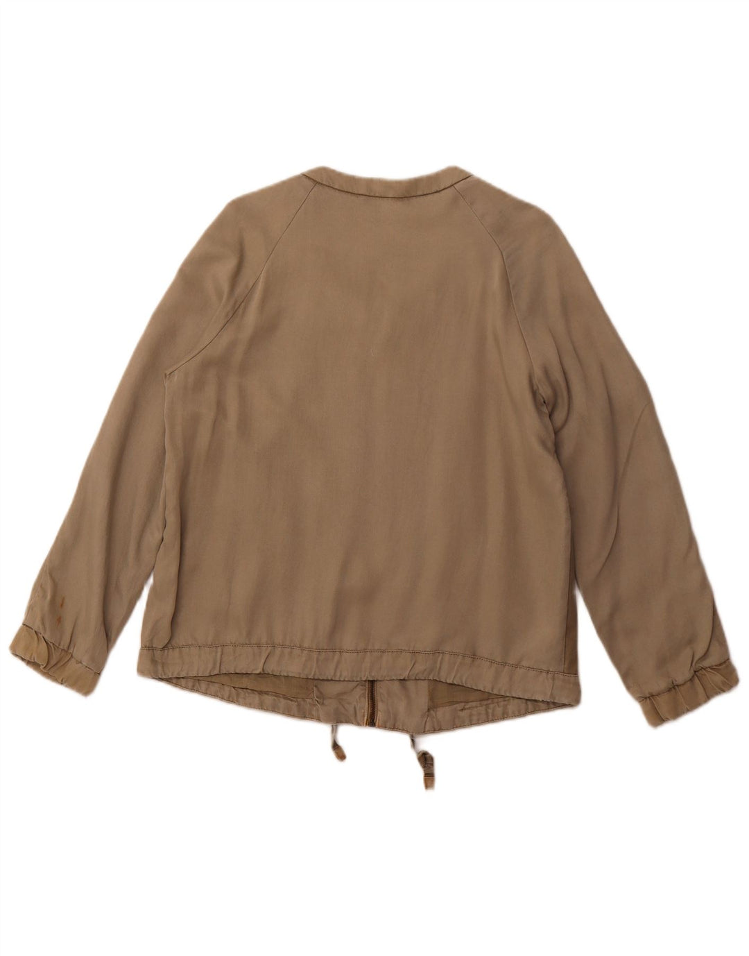 ZARA Womens Oversized Bomber Jacket UK 6 XS Khaki Lyocell