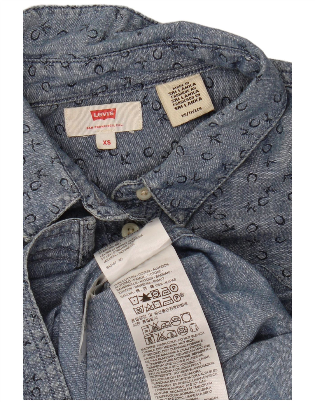 Γυναικείο πουκάμισο Levi's Graphic Loose Fit UK 6 XS Βαμβακερό με μπλε στίγματα