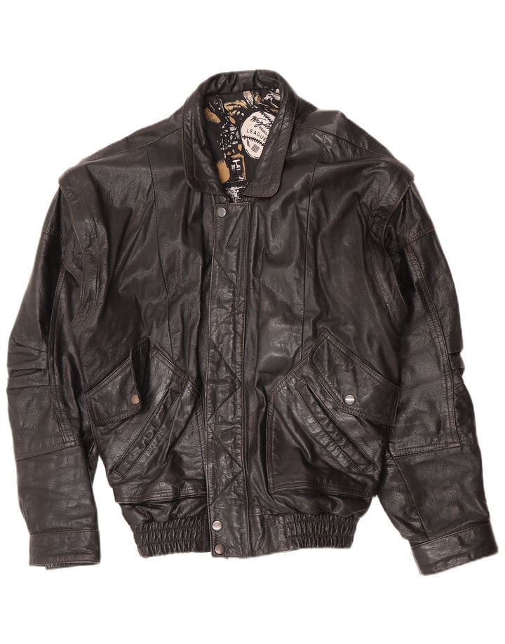 C&A Ανδρικό Bomber Δερμάτινο Μπουφάν UK 40 Large Μαύρο Δερμάτινο