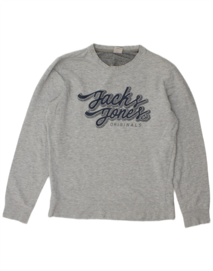 JACK & JONES Ανδρικό γραφικό φούτερ Jumper Βαμβακερό μεσαίο γκρι