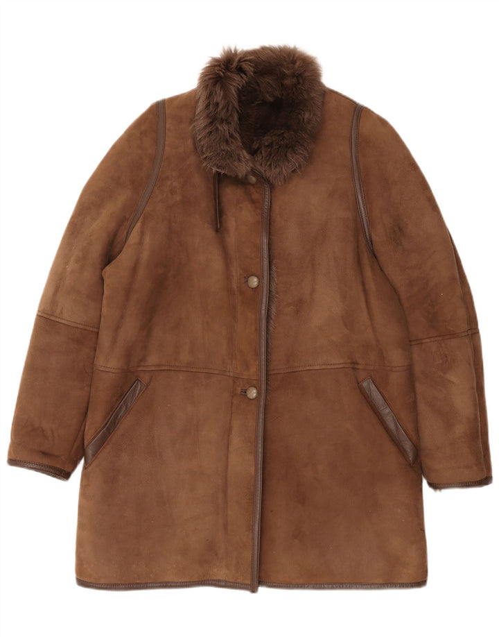 Vintage Γυναικείο Παλτό Shearling EU 42 XL Καφέ