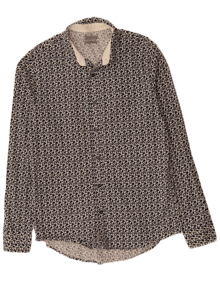 Ανδρικό πουκάμισο CALVIN KLEIN JEANS Slim Fit Μεσαίο μαύρο γεωμετρικό βαμβακερό