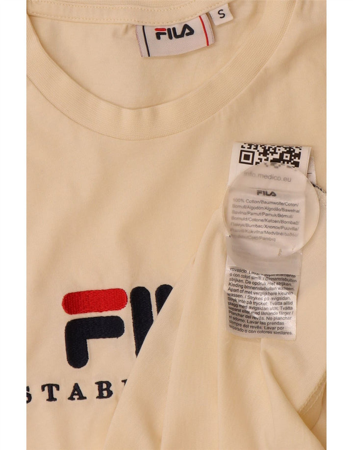 Fila Ανδρικό γραφικό T-Shirt Top Μικρό μπεζ βαμβακερό