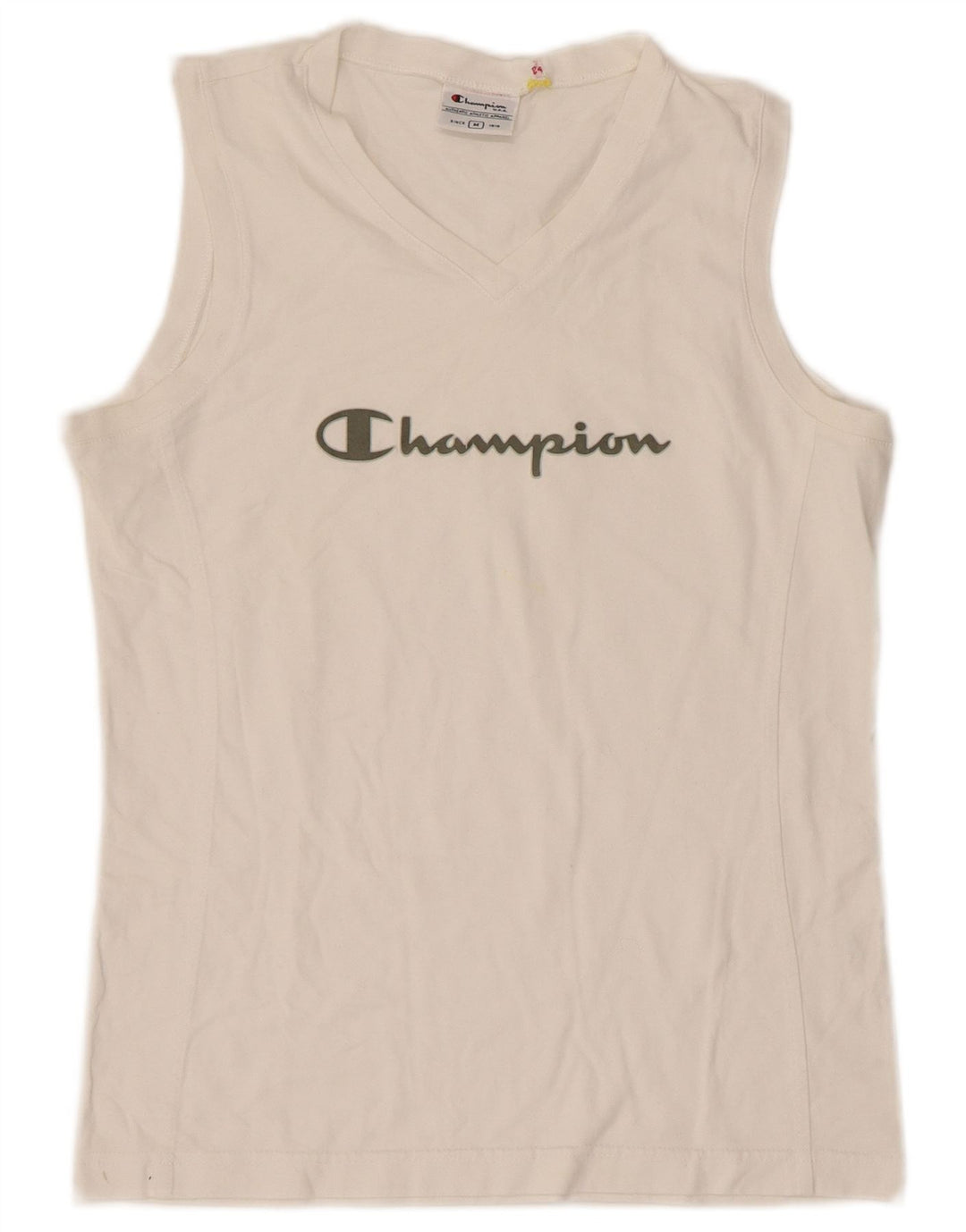 Champion Womens Graphic Vest Top UK 12 Medium White Cotton