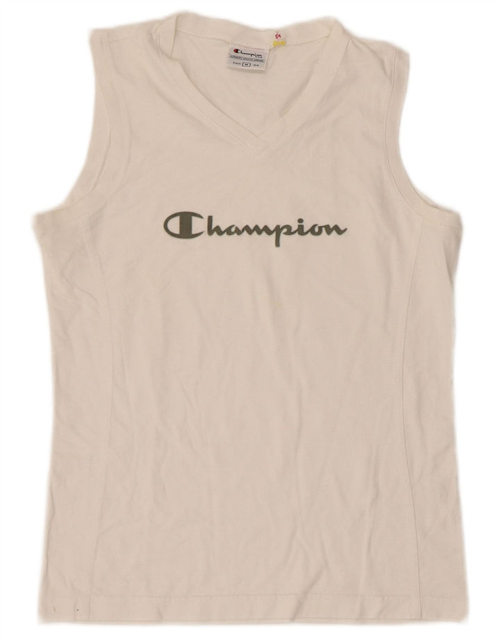 Champion Womens Graphic Vest Top UK 12 Medium White Cotton