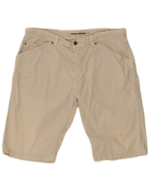 Think Pink Mens Chino Shorts W36 Large Beige
