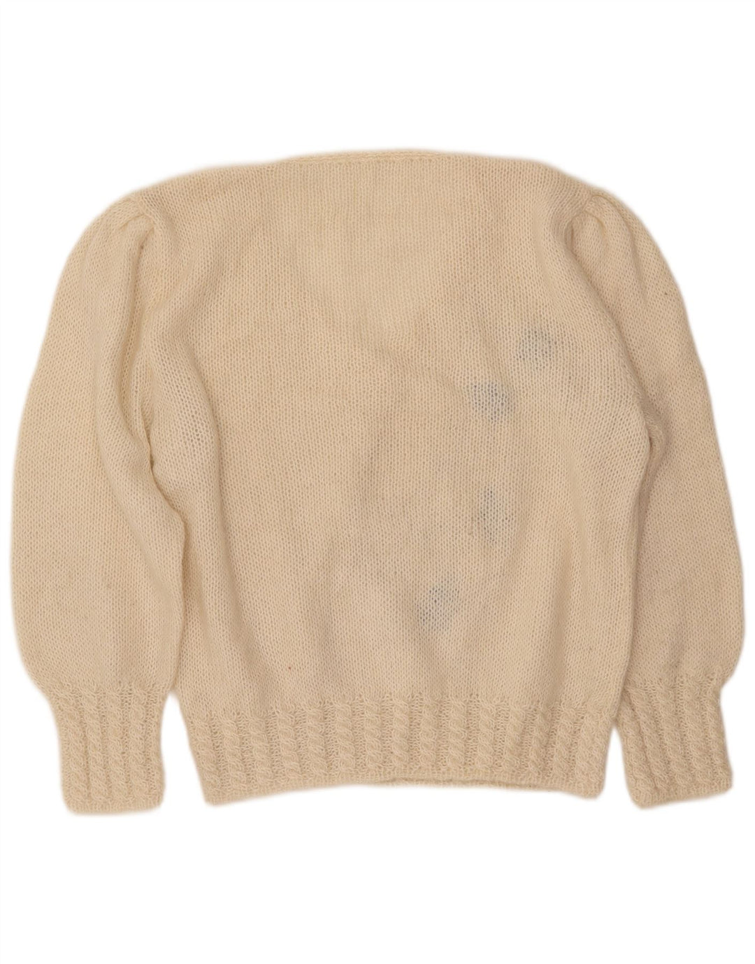 VINTAGE Γυναικείο πουλόβερ με V λαιμόκοψη UK 16 Large Off White Floral