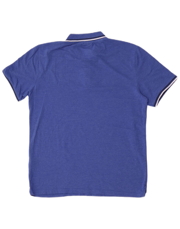 Champion Mens Polo Shirt XL Blue Striped Cotton