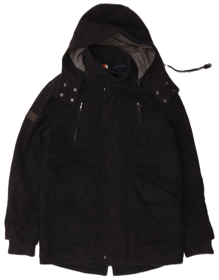 Ανδρικό μπουφάν Parka με κουκούλα Superdry UK 36 Small Navy Blue Wool