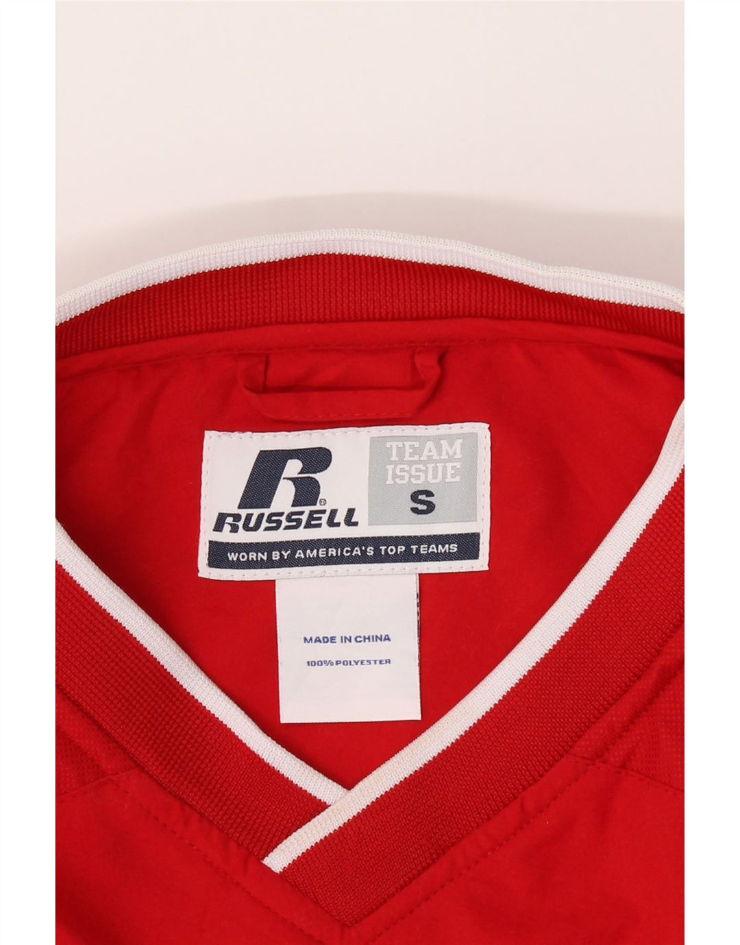 RUSSELL ATHLETIC Mens Pullover Tracksuit Top Small Red Polyester Vintage Russell Athletic and Second-Hand Russell Athletic from Messina Hembry 