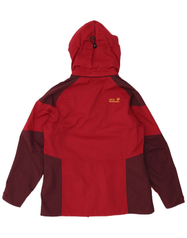 JACK WOLFSKIN Γυναικείο τζάκετ αντιανεμικό UK 12/14 Medium Red Colourblock