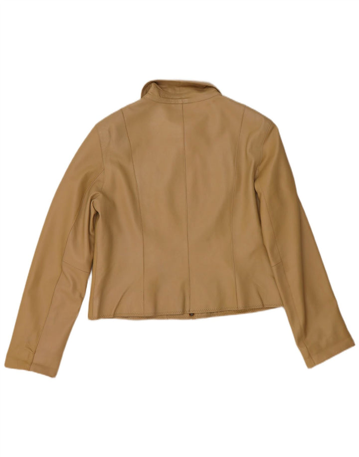 Helium Γυναικείο Crop Leather Jacket UK 14 Medium Beige Leather