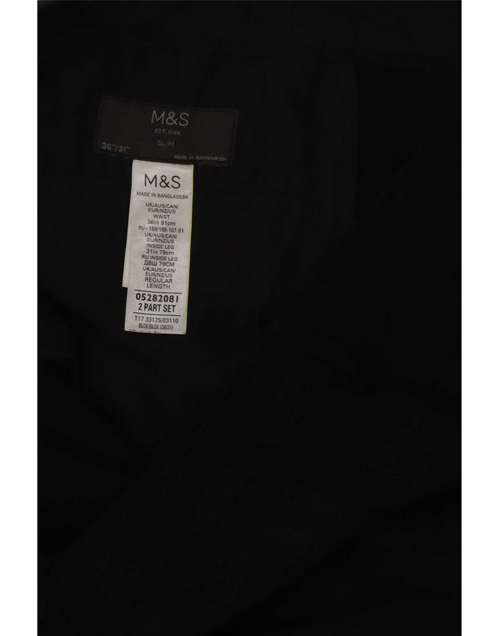 Marks & Spencer Ανδρικό Slim παντελόνι Chino W36 L31 Μαύρο Πολυεστέρας