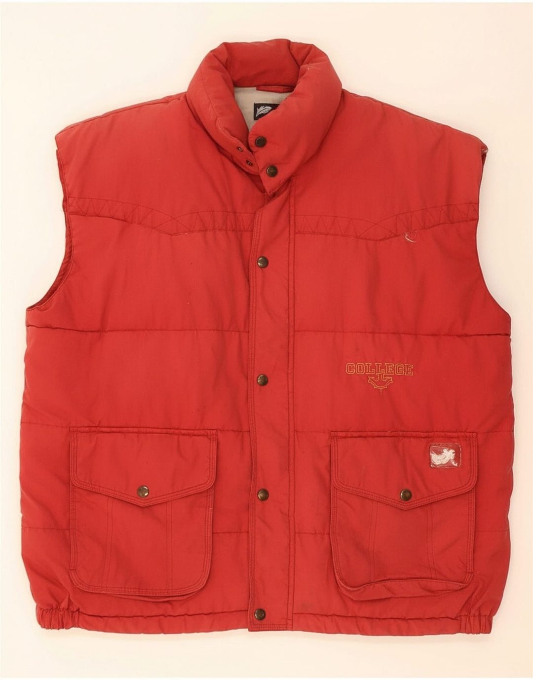 VINTAGE Mens Padded Gilet UK 40 Large Red Polyester
