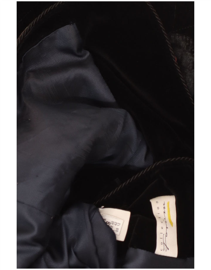 Vintage Γυναικείο βελούδινο παλτό UK 12 Medium Black Floral