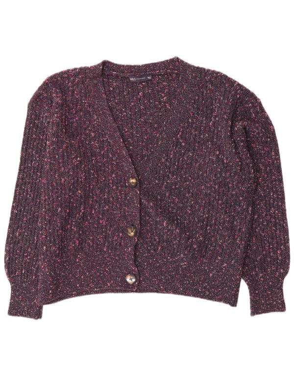 Marks & Spencer Womens Cardigan Sweater UK 16 Large Purple Flecked