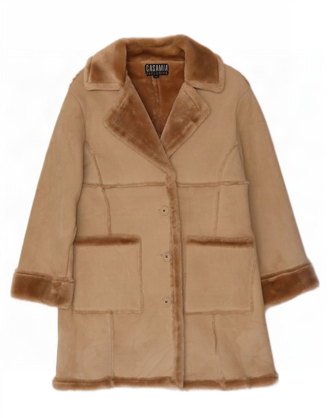 Casamia Γυναικείο παλτό Sherpa UK 10 Small Beige Polyester