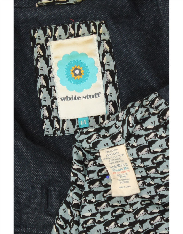 White Stuff Γυναικείο Παλτό με διπλό στήθος UK 14 Medium Navy Blue Cotton