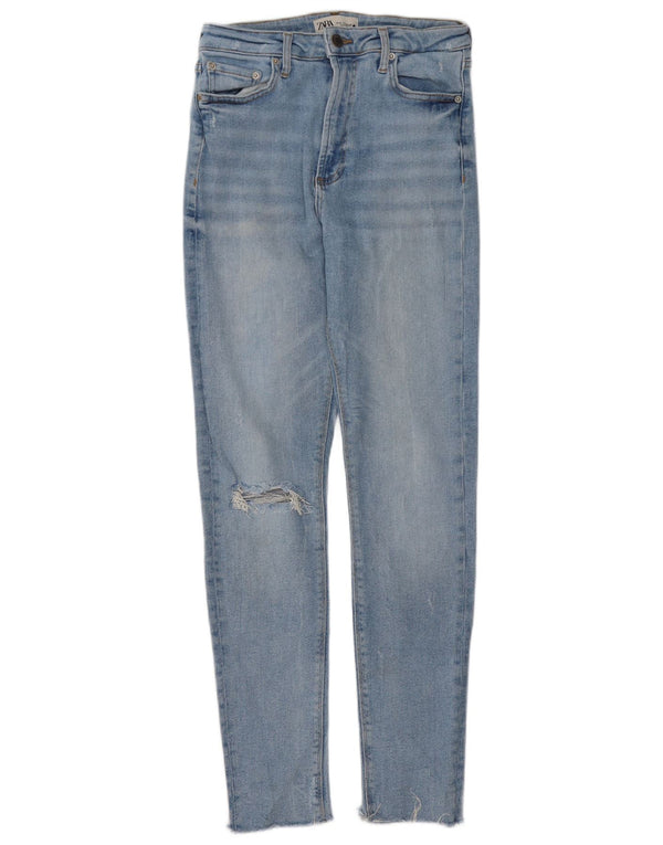 Zara Womens Distressed Skinny Jeans EU 38 Small W28 L30 Blue
