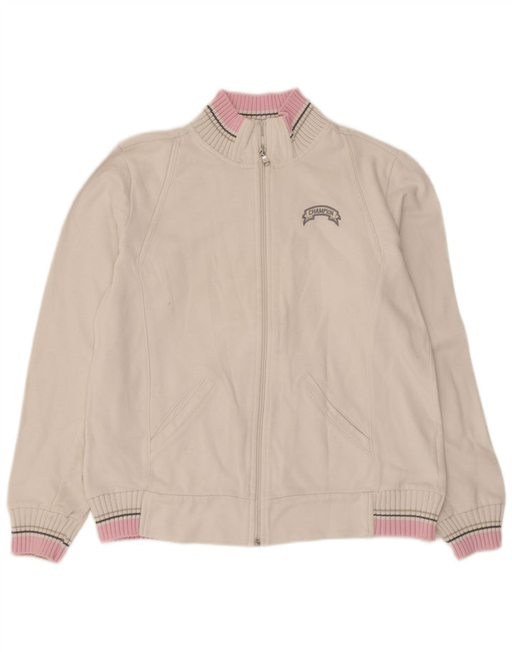 Champion γυναικεία αθλητική φόρμα Top Jacket UK 14 Medium White Colourblock Βαμβακερό