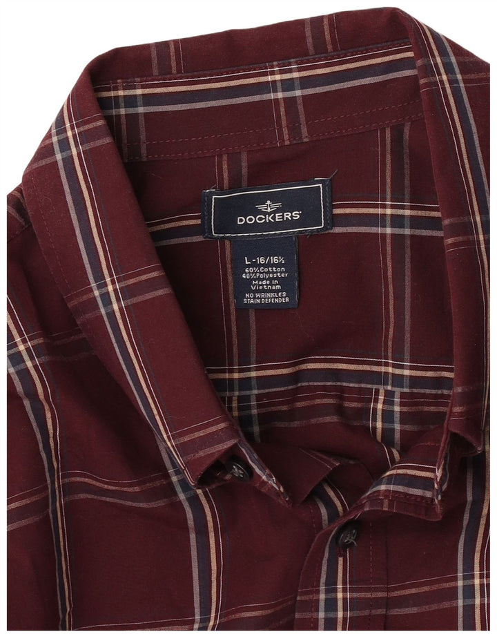 Ανδρικό πουκάμισο Dockers Size 16 16 1/2 Large Red Check Cotton