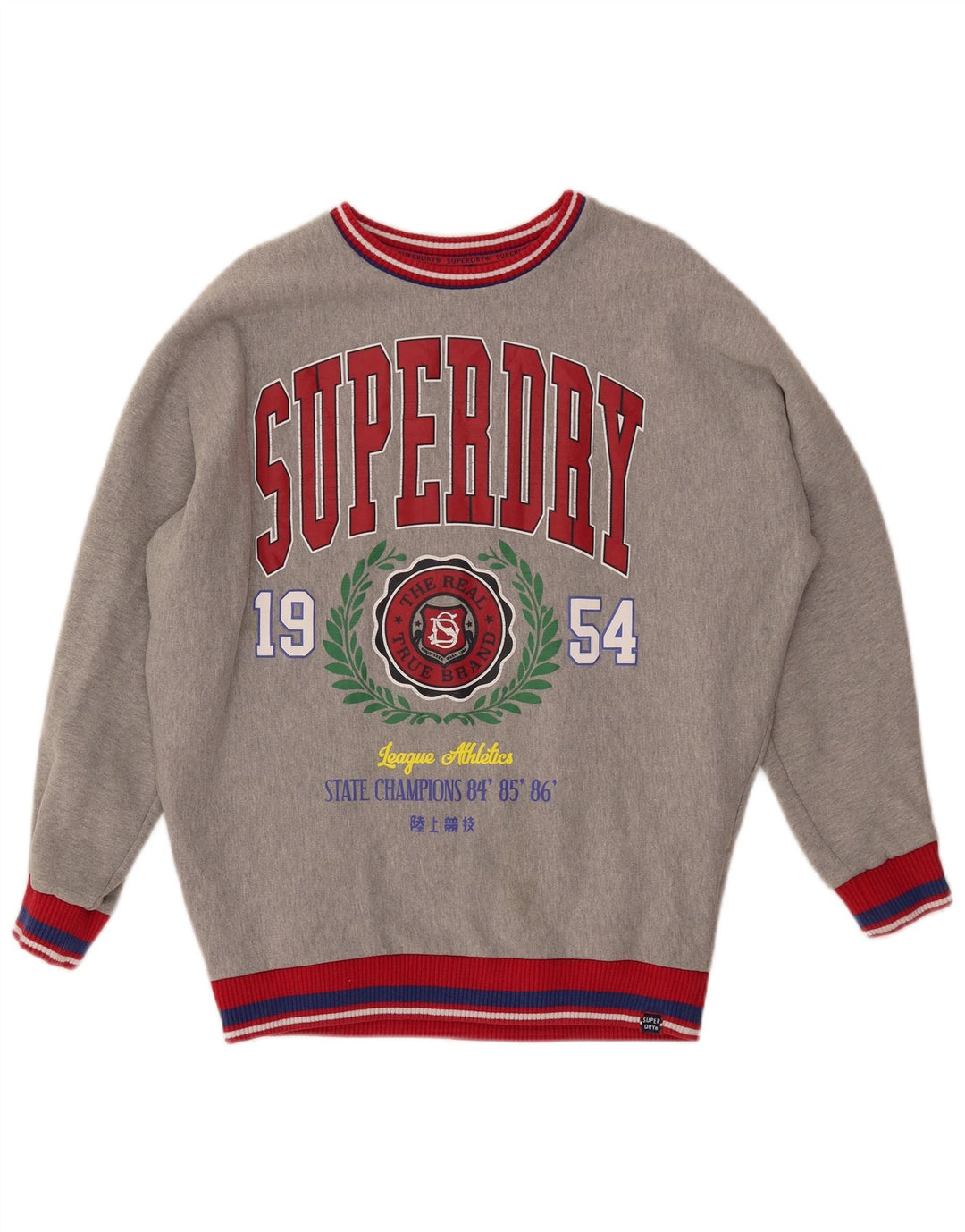 Γυναικείο γραφικό φούτερ SUPERDRY Jumper UK 8 Small Grey Colourblock