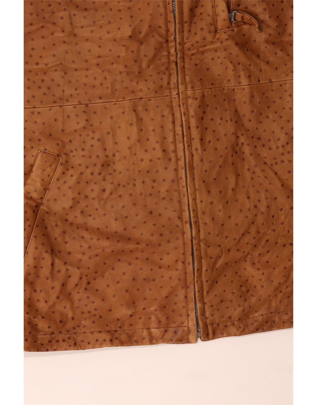 VINTAGE Ανδρικό Δερμάτινο Gilet IT 56 3XL Καφέ με στίγματα