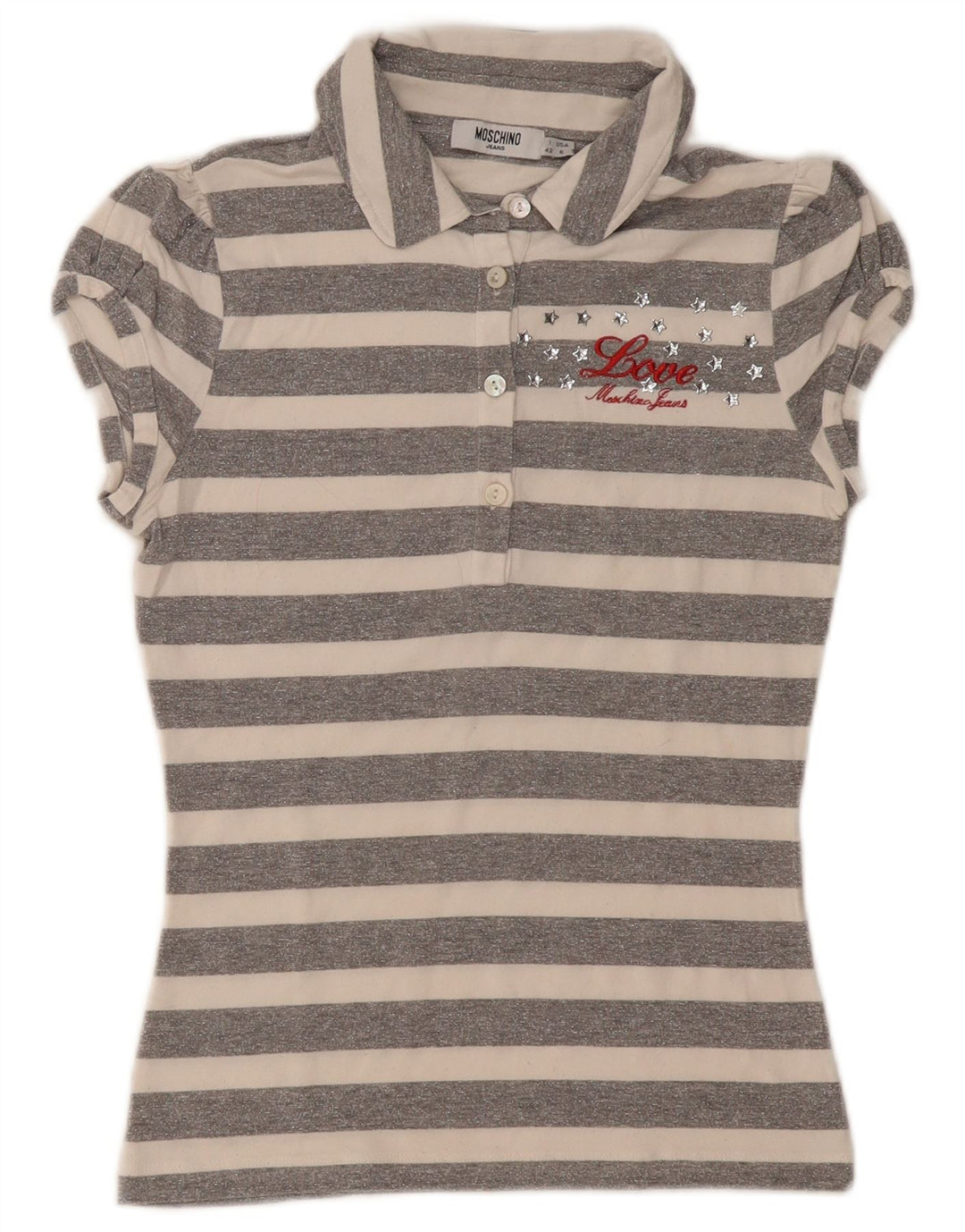 Moschino Γυναικείο πουκάμισο Polo Graphic IT 42 Medium Grey ριγέ