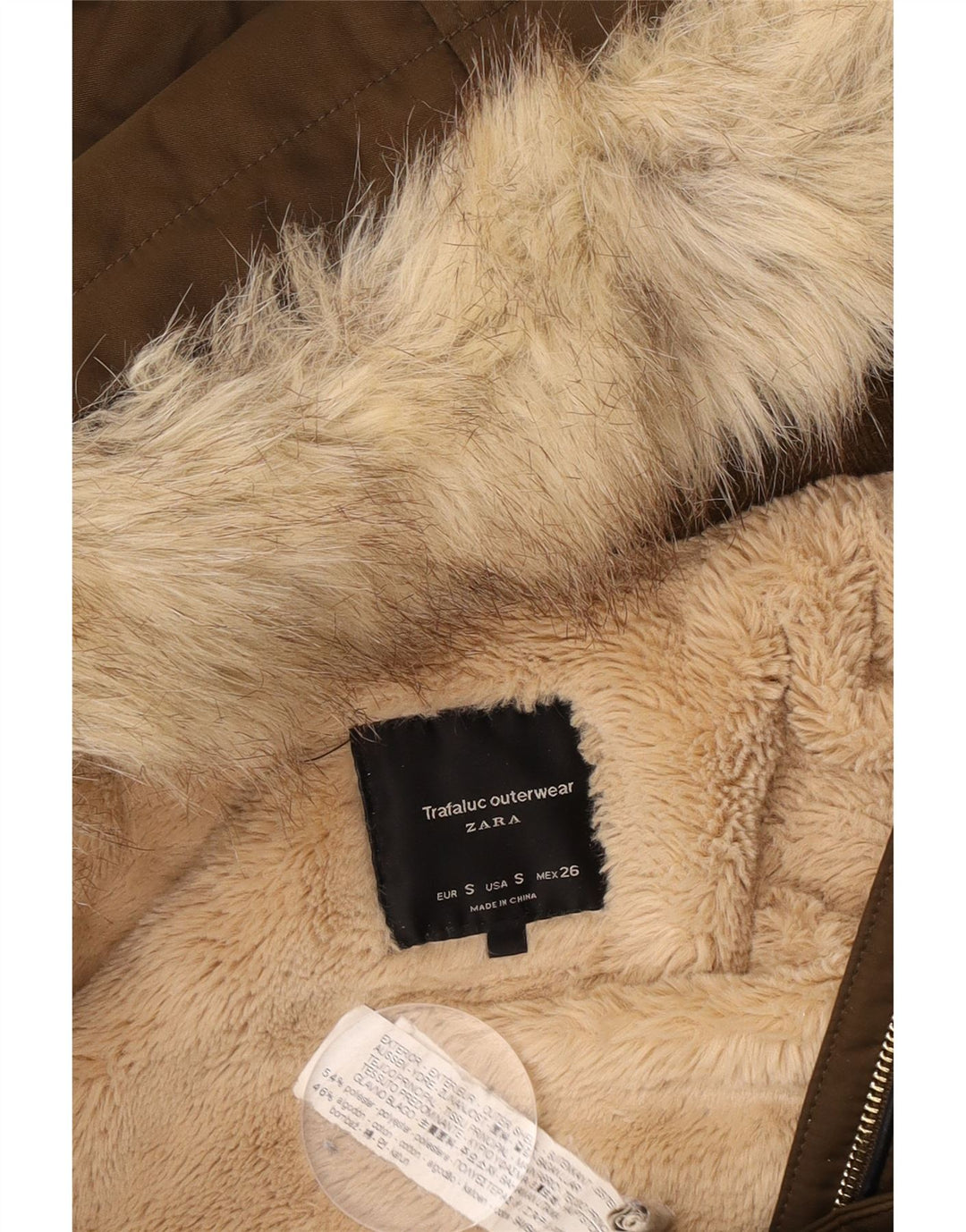 Zara Γυναικείο Trafaluc Oversized Sherpa Parka Jacket UK 10 Small Brown