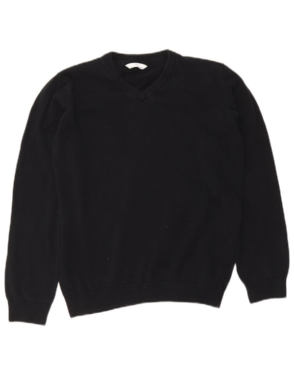 Marks & Spencer Boys πουλόβερ με λαιμόκοψη με V λαιμόκοψη 14-15 ετών, μπλε βαμβακερό