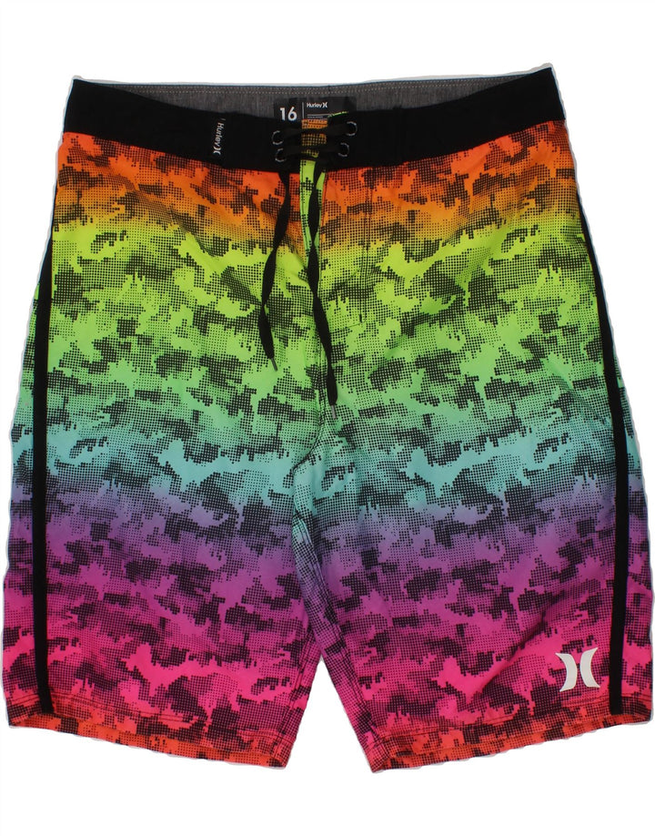 HURLEY Boys Swimming Shorts 15-16 Years  Multicoloured Camouflage Vintage Hurley and Second-Hand Hurley from Messina Hembry 