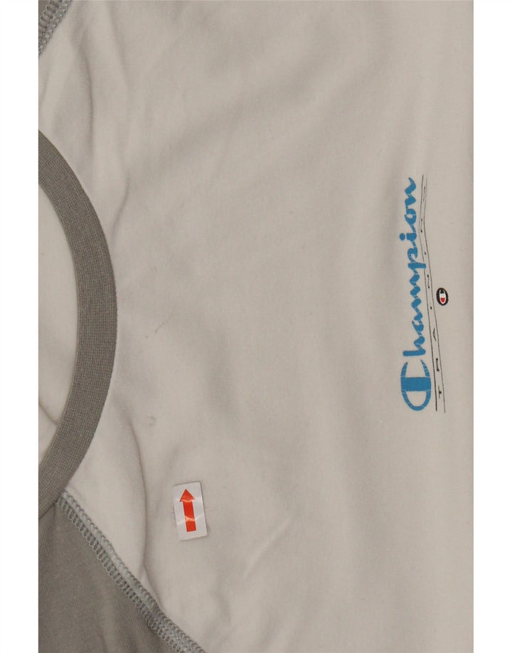 Γυναικείο T-Shirt CHAMPION Top UK 14 Large White Colourblock