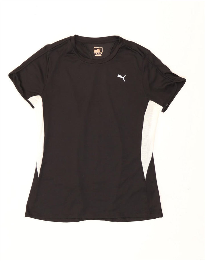 Puma Γυναικείο T-Shirt Top UK 12 Medium Black Colourblock Polyester