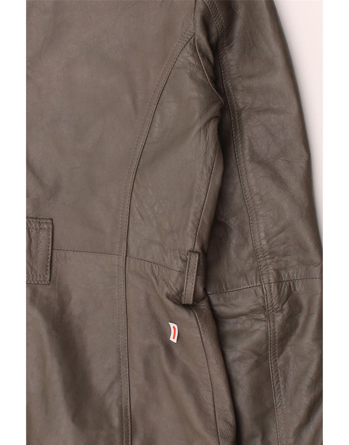 VINTAGE Womens Leather Jacket UK 12 Medium Grey Leather Vintage Vintage and Second-Hand Vintage from Messina Hembry 