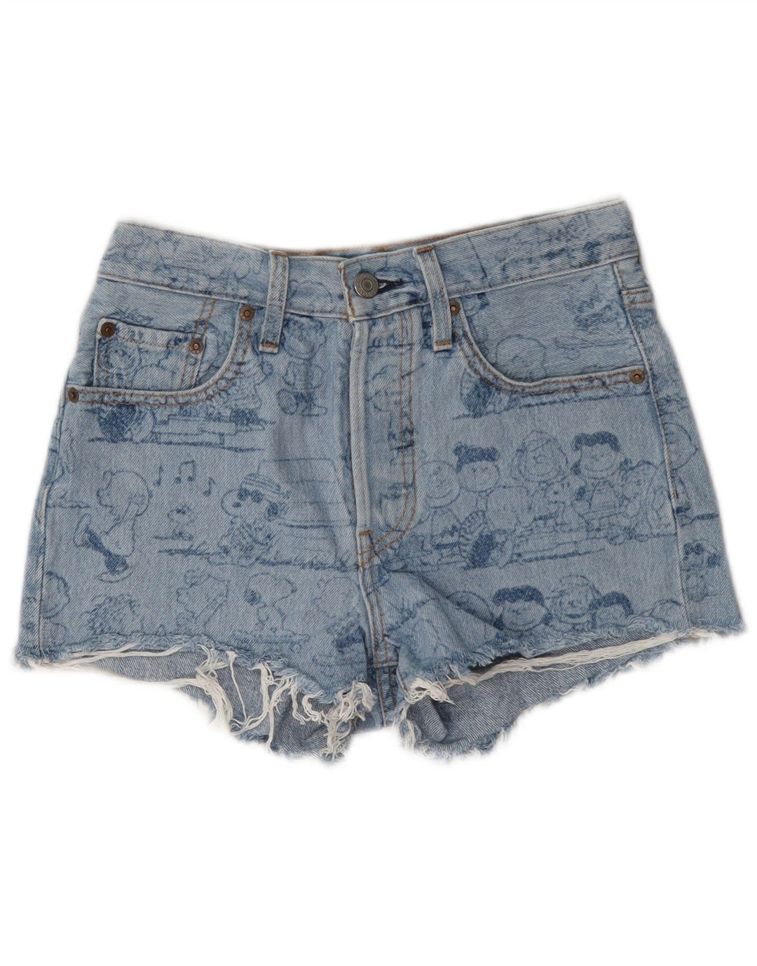Γυναικείο τζιν σορτς Levi's γραφικό Peanuts W24 XS Μπλε βαμβακερό