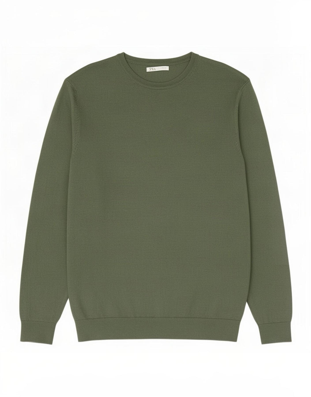 Ανδρικό πουλόβερ Zara Boat Neck Jumper Μεσαία πράσινη βισκόζη