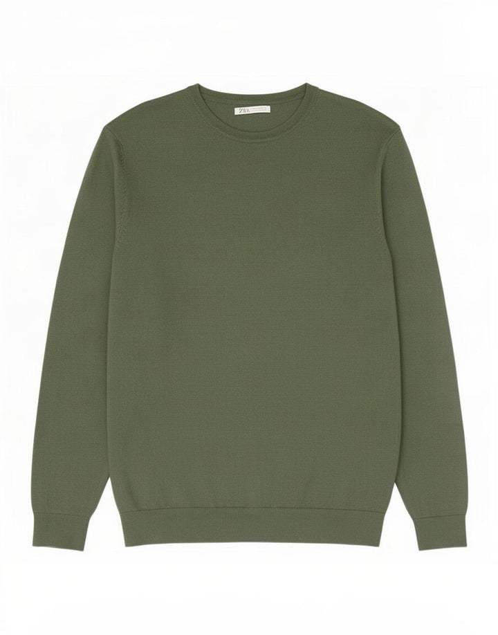 Ανδρικό πουλόβερ Zara Boat Neck Jumper Μεσαία πράσινη βισκόζη