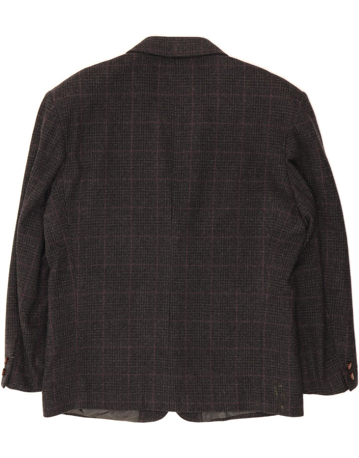 LUCK IN LUCK Mens 2 Button Blazer Jacket IT 52 Large Grey Check Acetate Vintage Luck in Luck and Second-Hand Luck in Luck from Messina Hembry 