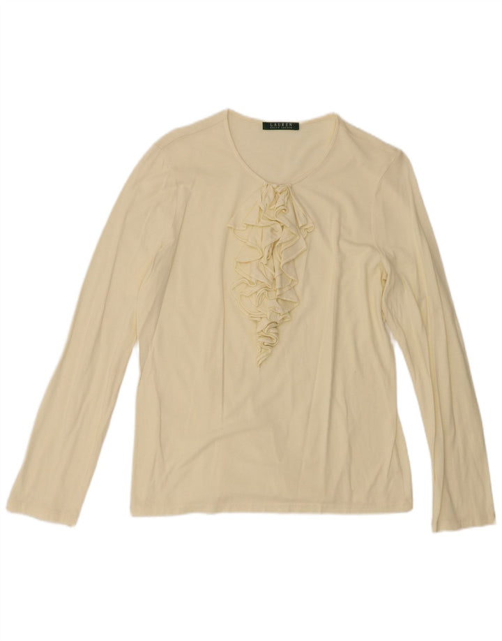Ralph Lauren Γυναικείο βολάν μπροστά Μακρυμάνικο UK 12 μεσαίο κίτρινο