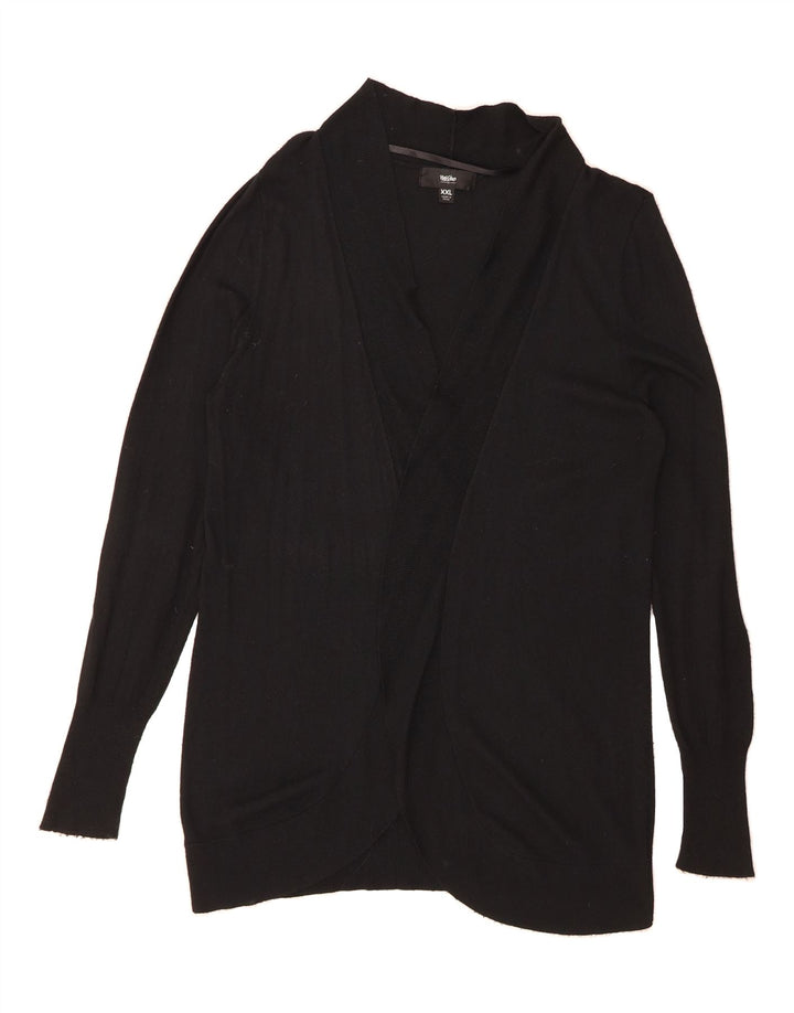 MOSSIMO Womens Longline Open Cardigan Sweater UK 20 2XL Black Nylon Vintage Mossimo and Second-Hand Mossimo from Messina Hembry 