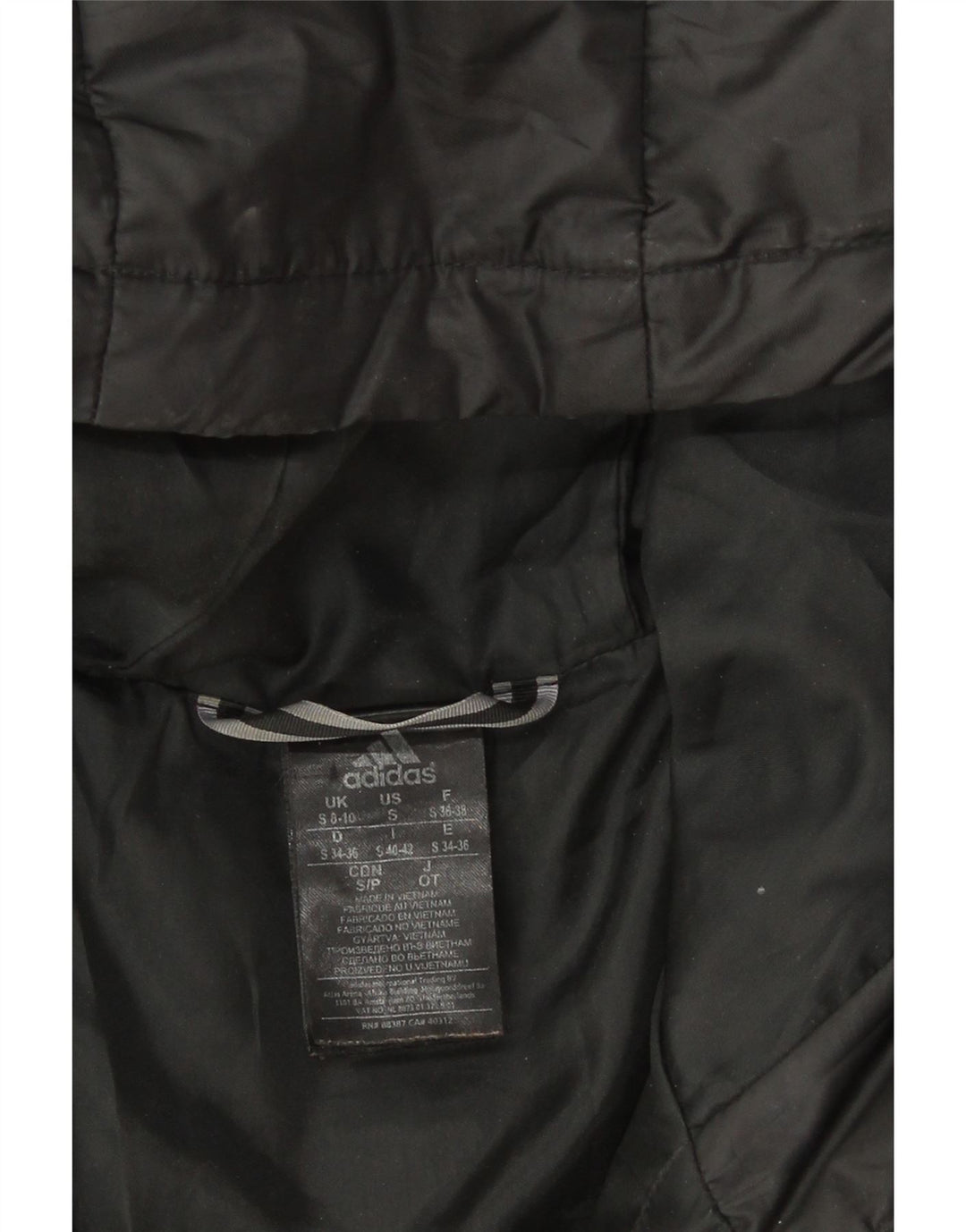 Γυναικείο μπουφάν με κουκούλα Adidas UK 8/10 Μικρό μαύρο πολυεστέρα