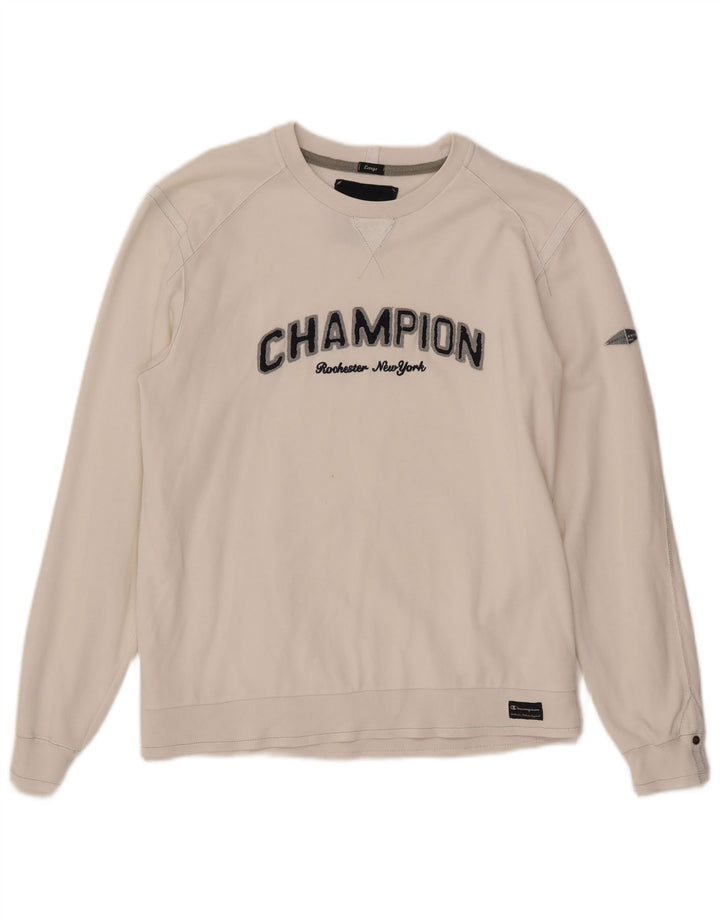 CHAMPION Ανδρικό γραφικό φούτερ Jumper Large Λευκό