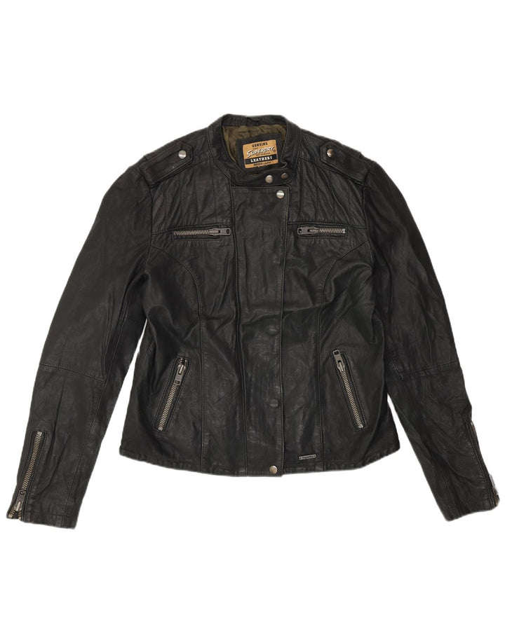 Γυναικείο Δερμάτινο Μπουφάν SUPERDRY UK 14 Medium Black Leather