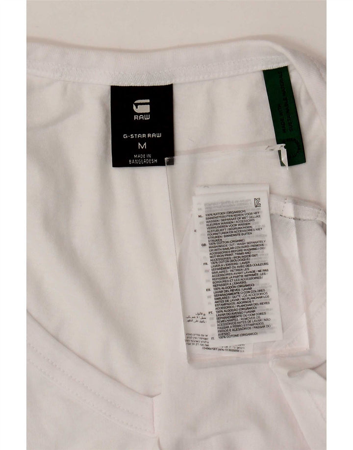 G-Star Γυναικείο T-Shirt Top UK 12 μεσαίο λευκό βαμβακερό